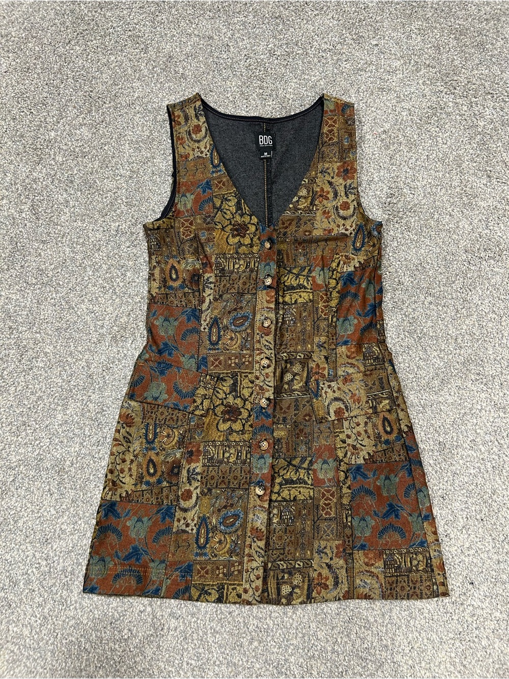 BDG Valeria “90’s Vintage” Patchwork Tapestry Mini Dress Urban Outfitters Sz M
